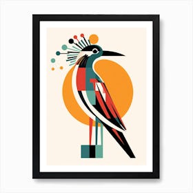 Colourful Geometric Bird Roadrunner 1 Art Print