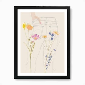 Jean Line Art Flowers 8 Art Print