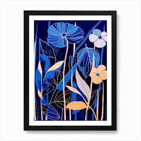 Blue Flower Illustration Heliconia 2 Art Print