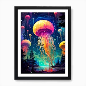 Jellyfish In The Night Sky Art Print