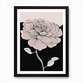 Dahlia Line Art Flowers Illustration Neutral 7 Art Print