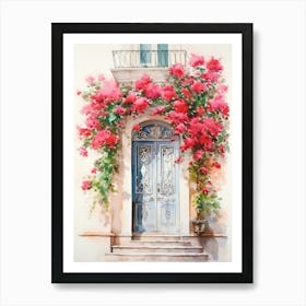 Barcelona, Spain   Mediterranean Doors Watercolour Painting 4 Art Print