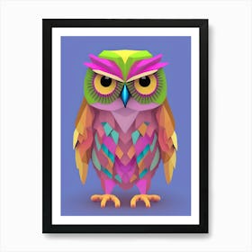 3d Colorful Isometric Owl Art Print