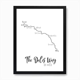 The Dales Way Route Print | UK Walking Print | Trail Print | Yorkshire Dales Print Art Print