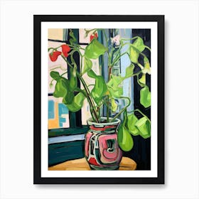 Flowers In A Vase Still Life Painting Sweet Pea 2 Art Print