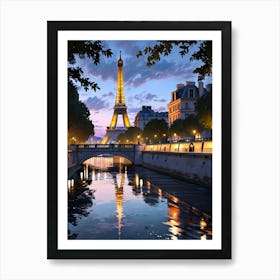 Eiffel Tower At Dusk 1 Art Print