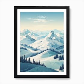 Poster Of Gstaad   Switzerland, Ski Resort Illustration 0 Art Print