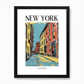 Williamsburg New York Colourful Silkscreen Illustration 2 Poster Póster