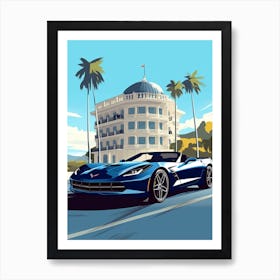 A Chevrolet Corvette In French Riviera Car Illustration 2 Art Print