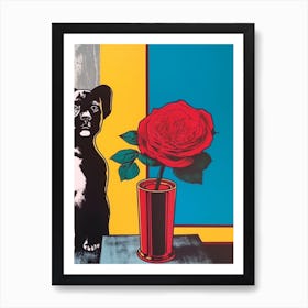 Rose With A Dog 1 Pop Art  Art Print