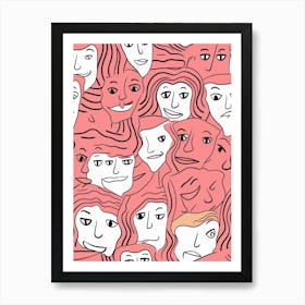 Wavy Lines Abstract Face Illustration 1 Art Print