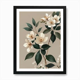 White Flowers On A Branch Art Print