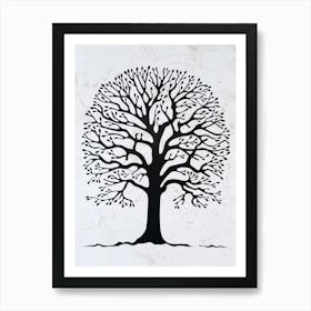 Beech Tree Simple Geometric Nature Stencil 1 Art Print