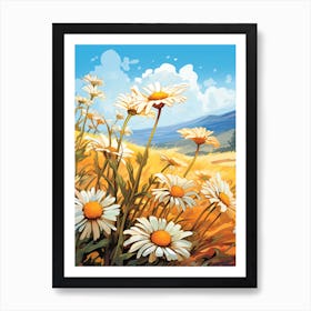 Daisy Wildflower, Blowing In The Wind, South Western Style (1) Art Print