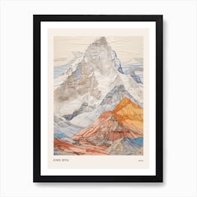 Cho Oyu Nepal 2 Colourful Mountain Illustration Poster Art Print