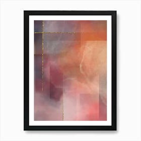 Watercolor Wash with Gold Lines Art Print