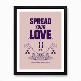 Retro Wall Art Vintage Decor Retro Cartoon Printable Art Retro Spread Your Love Apartment Decor Trendy Retro Poster Art Print