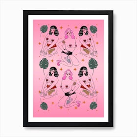 Tattooed Magical Pin Up Babes Art Print