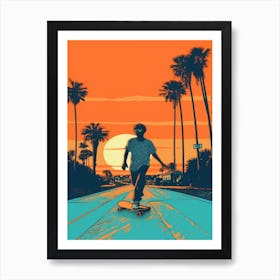 Skateboarding In San Diego, United States Comic Style 1 Art Print