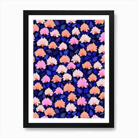 Hoya Hearts - Navy Pink Art Print