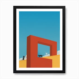 Minimal art Architecture Cat In The Sky Art Print