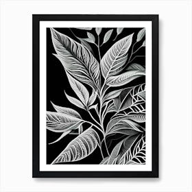 Lemon Verbena Leaf Linocut 2 Art Print