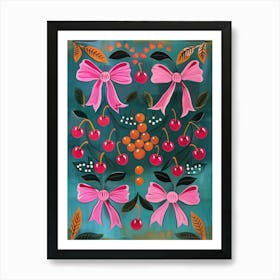 Cherry Pink Coquette 3 Pattern Art Print