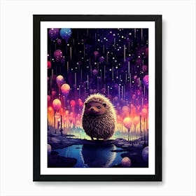 Hedgehog In The Night Sky Art Print