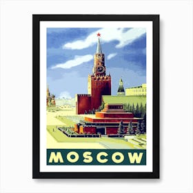 Moscow, Red Square, Soviet Vintage Travel Poster Art Print