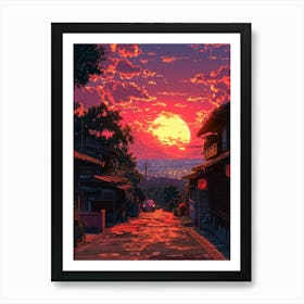 Sunset In Kyoto Art Print