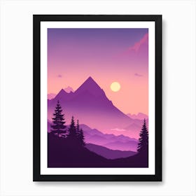 Misty Mountains Vertical Composition In Purple Tone 2 Art Print