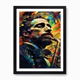 Thinking Of Jazz - Jazz Saxophone Player Art Print