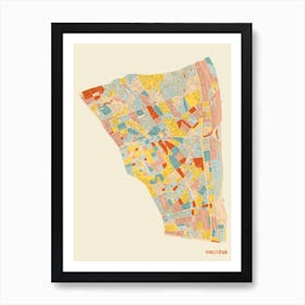 Paris France 20th Arrondissement Neighbourhood Map Art Print