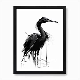 Black Heron Impressionistic 3 Art Print