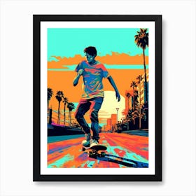 Skateboarding In San Diego, United States Drawing 4 Art Print