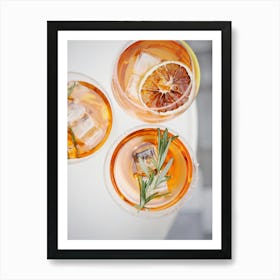 Three Drinks With Rosemary Sprigs Art Print