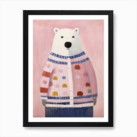Playful Illustration Of Polar Bear For Kids Room 2 Art Print