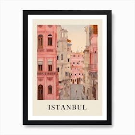 Istanbul Turkey 4 Vintage Pink Travel Illustration Poster Art Print