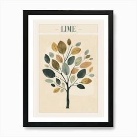 Lime Tree Minimal Japandi Illustration 1 Poster Art Print