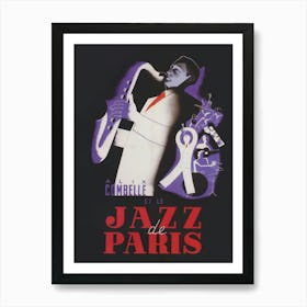 Jazz Of Paris, Saxophone Player, Vintage Music Poster Art Print