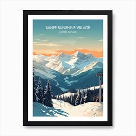 Poster Of Banff Sunshine Village   Alberta, Canada   Colorado, Usa, Ski Resort Illustration 0 Art Print