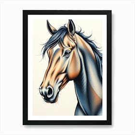 Brown Horse Color Portrait Art Print