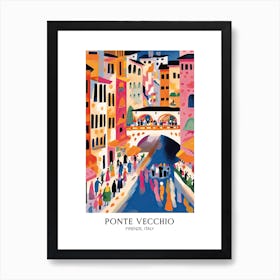 Ponte Vecchio, Florence Italy Colourful 4 Travel Poster Art Print