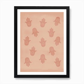 Hamsa Hands 2 Terracotta Art Print