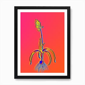 Neon Common Bluebell Botanical in Hot Pink and Electric Blue n.0540 Art Print