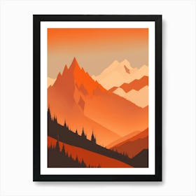 Misty Mountains Vertical Composition In Orange Tone 86 Art Print
