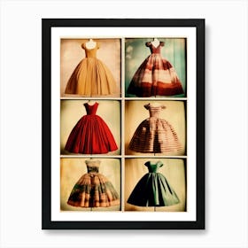 Collage Of Vintage Couture Dresses Art Print