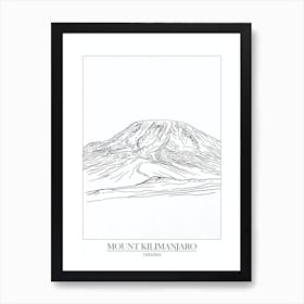 Mount Kilimanjaro Tanzania Line Drawing 7 Poster Art Print