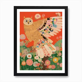 Maximalist Bird Painting Owl Art Print