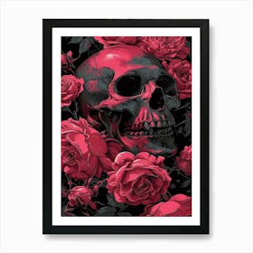 Skull And Roses Art Print